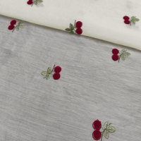 Органза віскозна з вишивкою "CHERRY" (1105_02) Вершковий