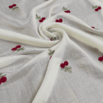 Органза віскозна з вишивкою "CHERRY" (1105_02) Вершковий