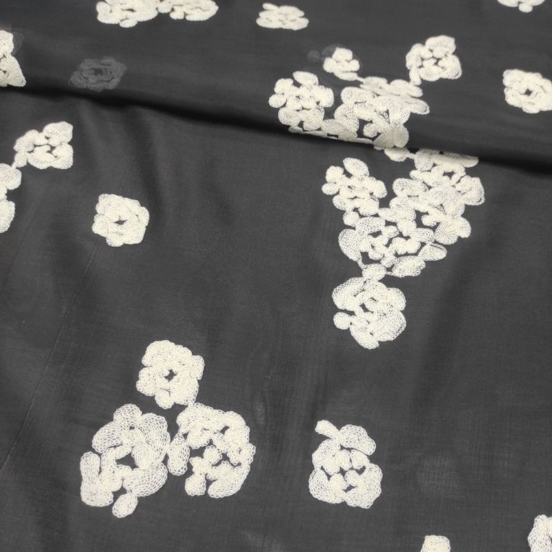 Органза віскозна з вишивкою "MILENA" 1106_01 Чорний