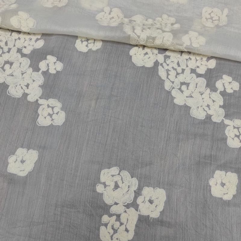 Органза віскозна з вишивкою "MILENA" (1106_02) Вершковий