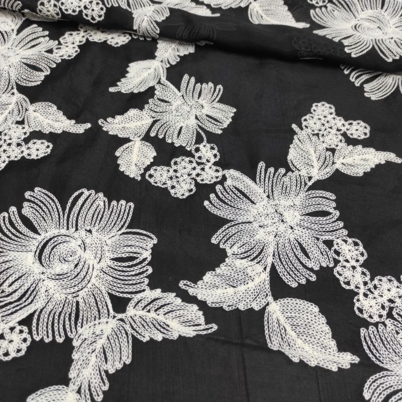 Органза віскозна з вишивкою "ESTER" 1107_01 Чорний
