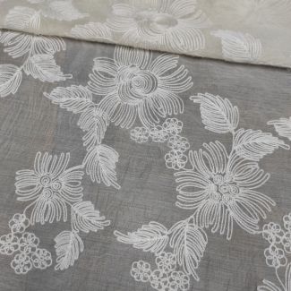 Органза віскозна з вишивкою "ESTER" (1107_02) Вершковий