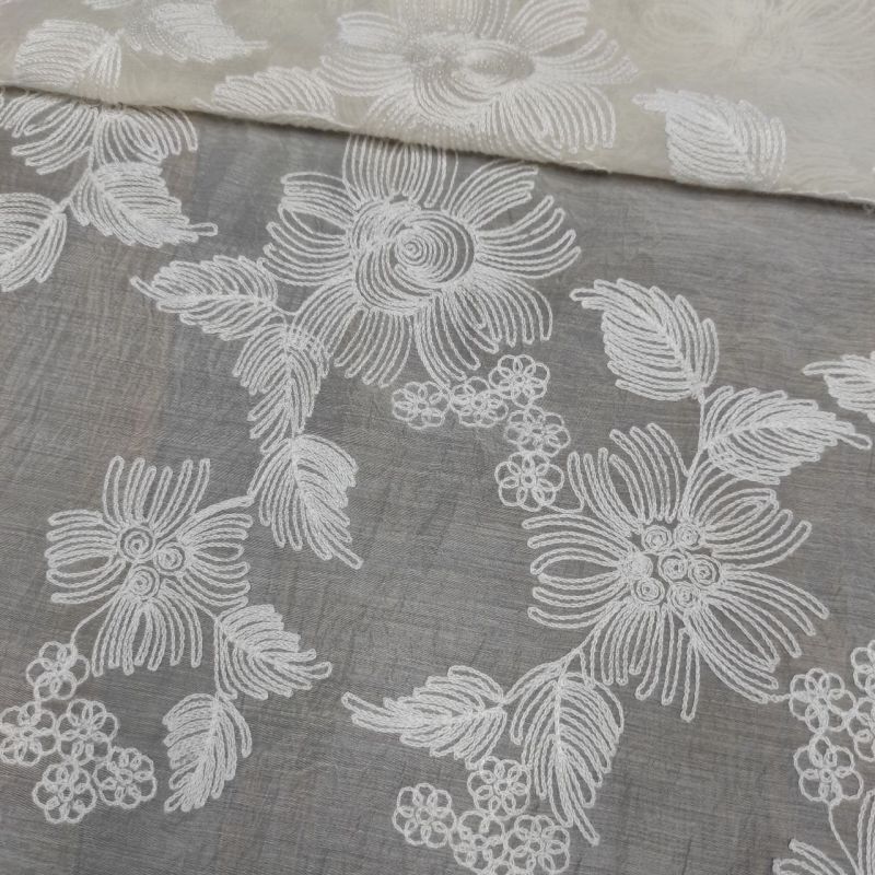 Органза віскозна з вишивкою "ESTER" (1107_02) Вершковий