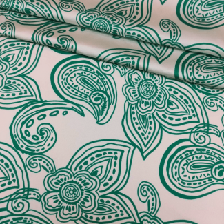 Шовк віскоза "Sharli" (60667_02/24), вершковий/зелений