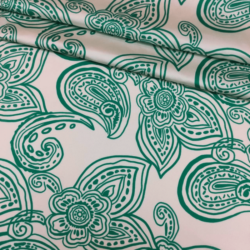 Шовк віскоза "Sharli" (60667_02/24), вершковий/зелений Шовк віскоза "Sharli" (60667_02/24), вершковий/зелений